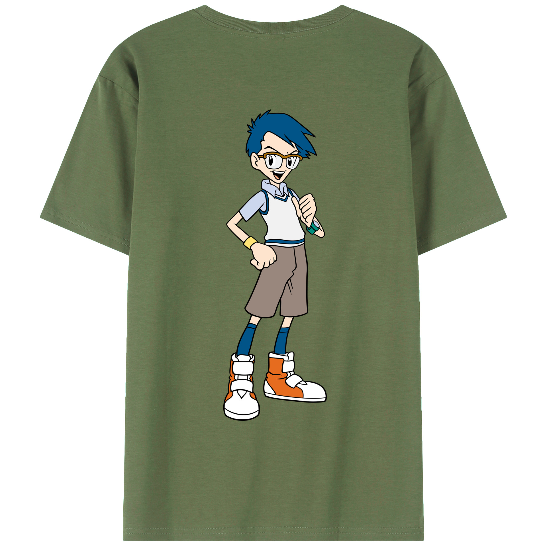 （画像用） Digimon デジタルモンスター/デジモン 綿100％ メンズ半袖Tシャツ（バックプリント） 通気性
